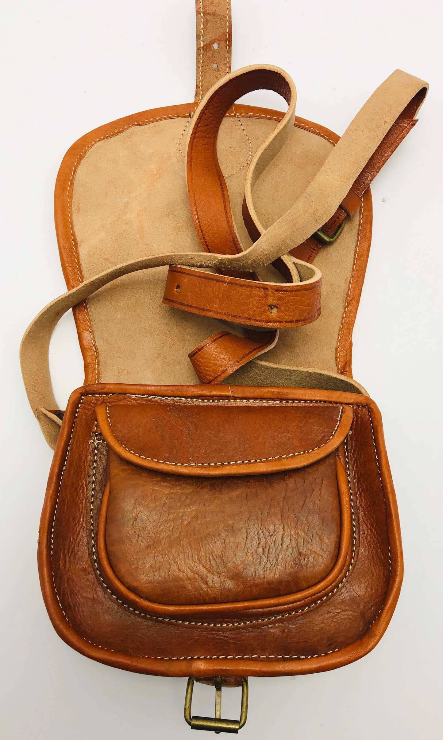 Kožená kabelka lovecká malá přírodní