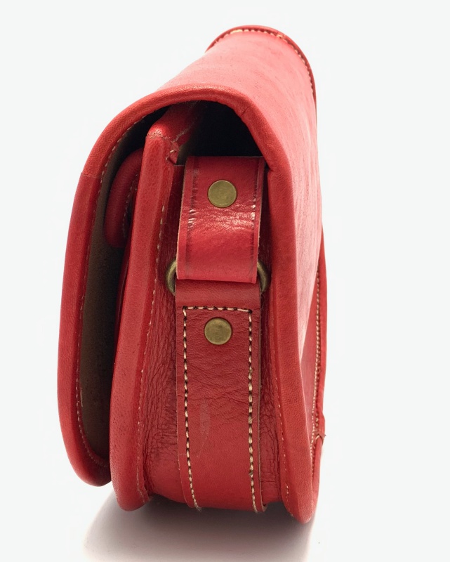 Kožená kabelka lovecká malá červená