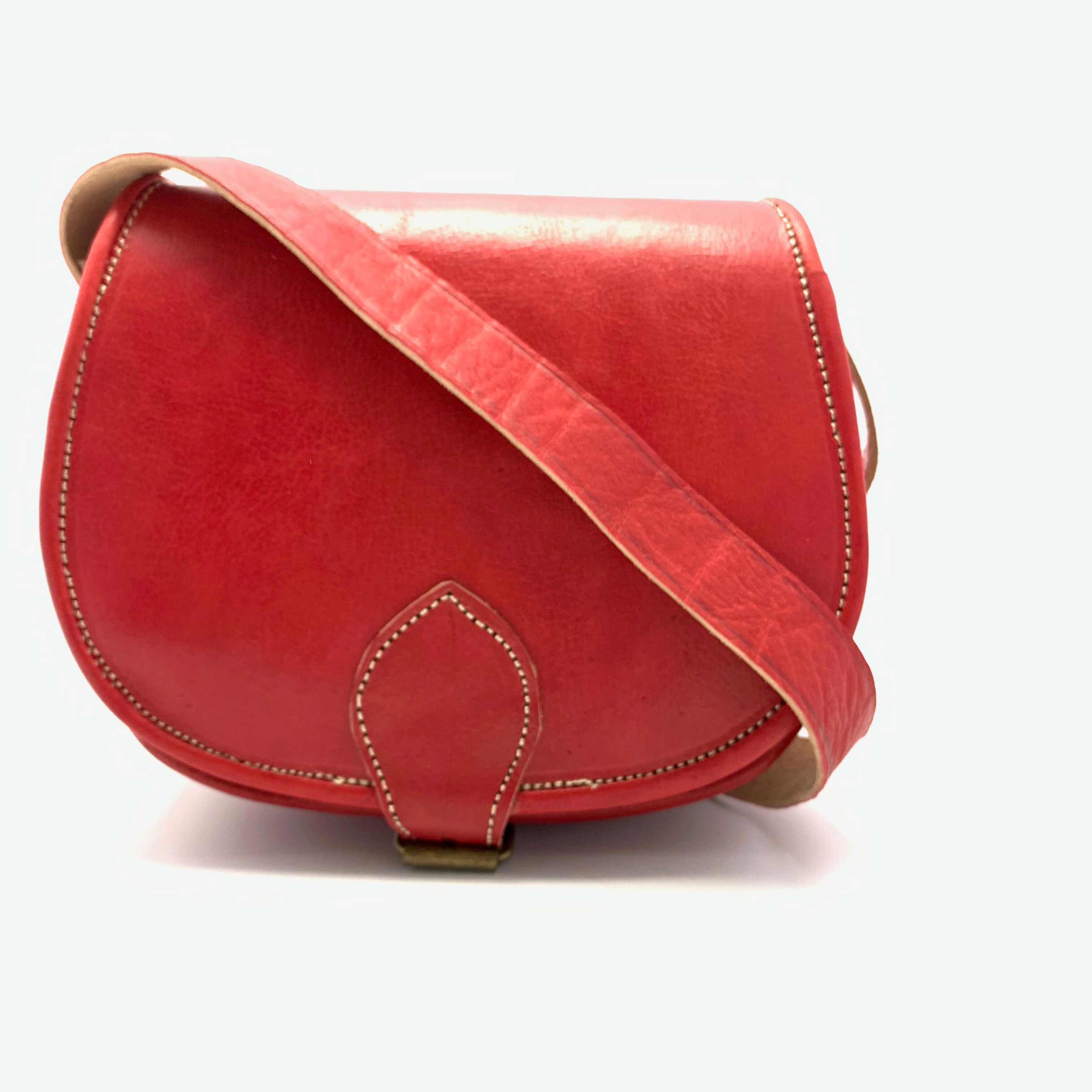 Kožená kabelka lovecká malá červená