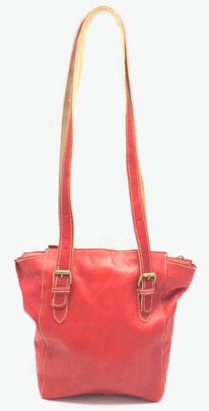 Dámská kožená kabelka s přezkami červená MagBag