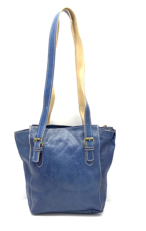 Dámská kožená kabelka s přezkami modrá MagBag