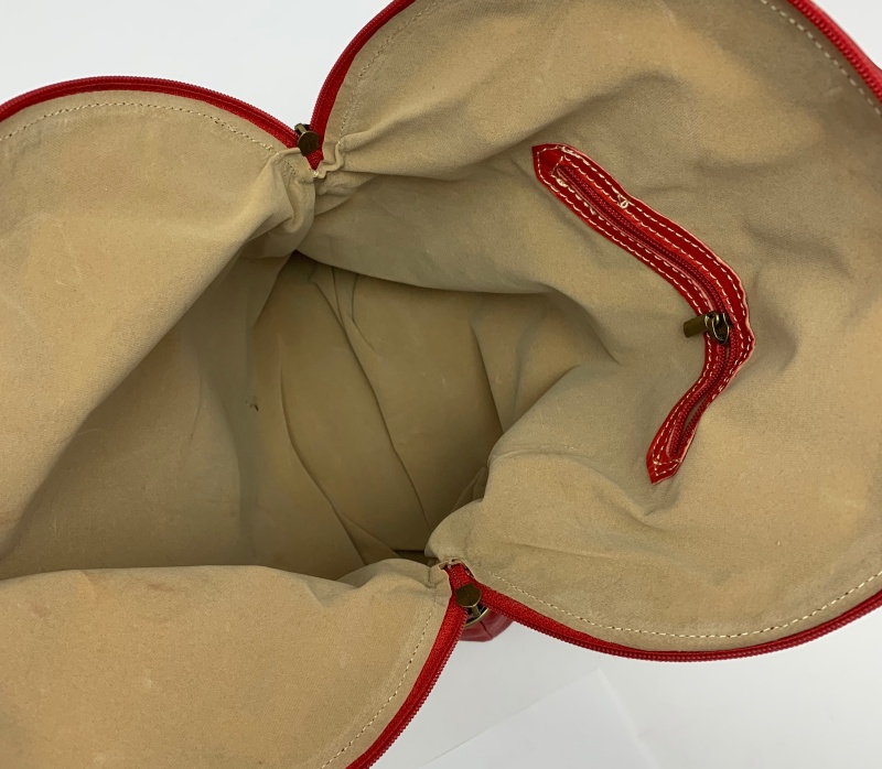 Kožená kabelka půloblouk červená