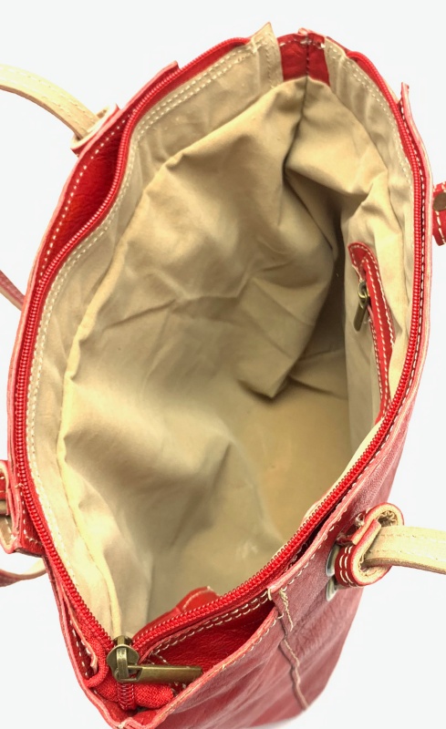 Kožená kabelka ozdobná kolečka červená MagBag