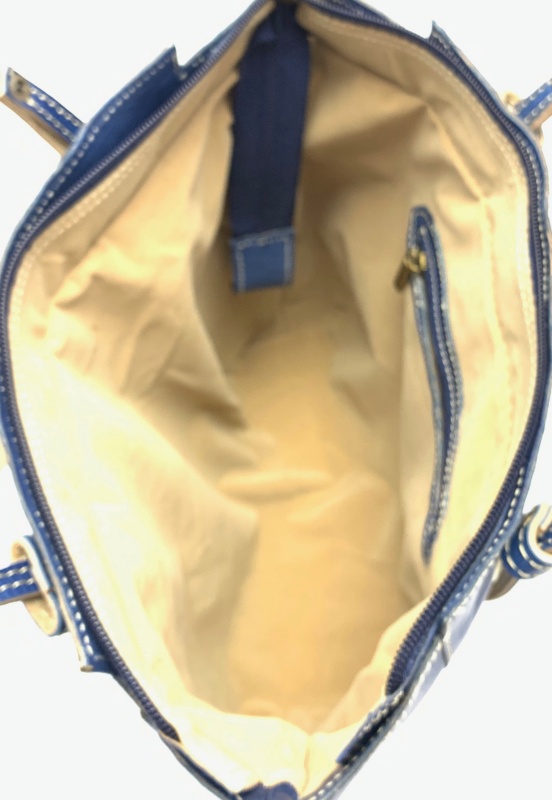 Kožená kabelka ozdobná kolečka modrá MagBag