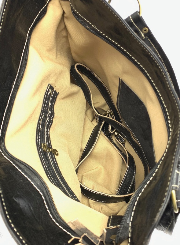 Kožená kabelka s průpletem černá MagBag