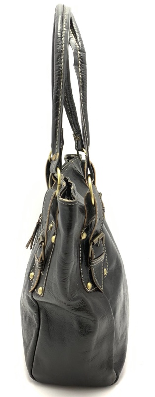 Kožená kabelka s kapsičkou černá