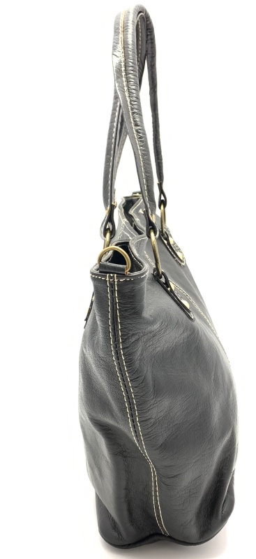 Kožená kabelka prošití černá