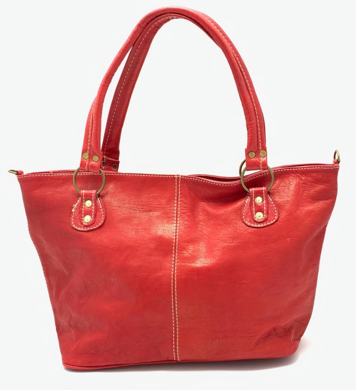 Kožená kabelka prošití červená MagBag