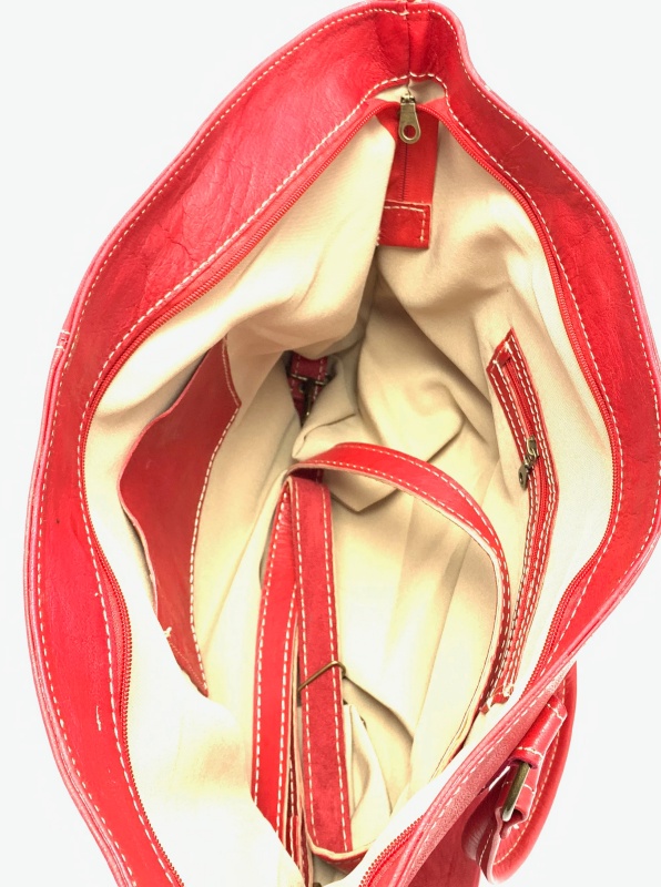 Kožená kabelka prošití červená MagBag