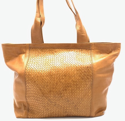 Dámská kožená kabelka s průpletem přírodní