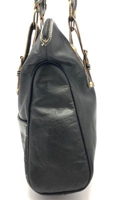 Dámská kožená kabelka ozdobné přezky černá MagBag