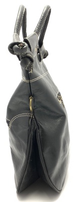 Kožená kabelka černá pevné uši