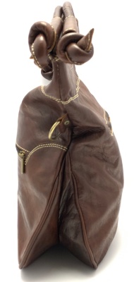 Kožená kabelka hnědá pevné uši