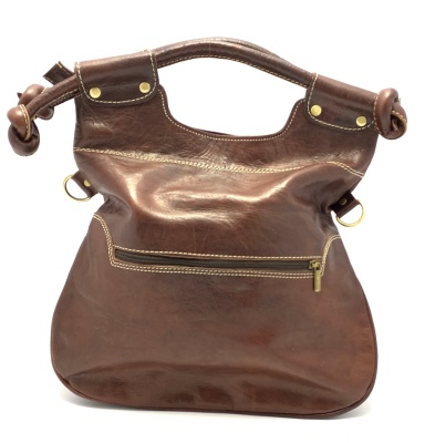 Kožená kabelka hnědá pevné uši