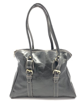 Dámská kožená kabelka s přezkami černá MagBag