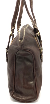 Dámská kožená kabelka s přezkami hnědá MagBag