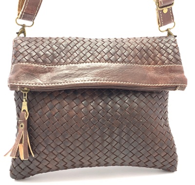 Dámská kožená kabelka proplétaná hnědá MagBag