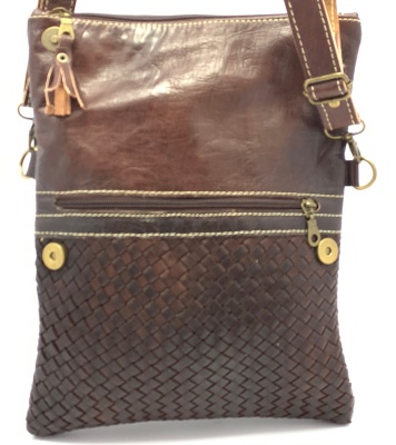 Dámská kožená kabelka proplétaná hnědá MagBag
