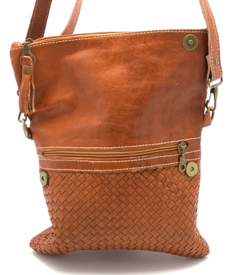 Dámská kožená kabelka proplétaná přírodní MagBag