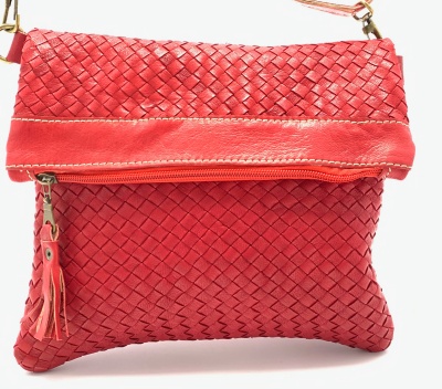 Dámská kožená kabelka proplétaná červená MagBag