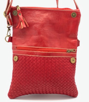 Dámská kožená kabelka proplétaná červená MagBag