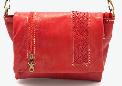 Dámská kožená kabelka crossbody malá červená MagBag