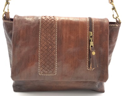 Dámská kožená kabelka crossbody hnědná MagBag