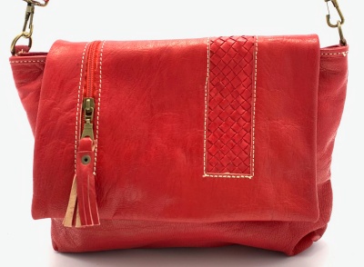 Dámská kožená kabelka crossbody červená MagBag