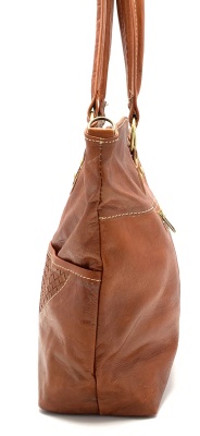 Dámská kožená kabelka přírodní s průpletem vpředu MagBag