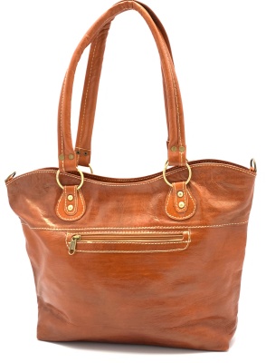 Dámská kožená kabelka přírodní s průpletem vpředu MagBag