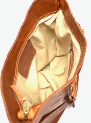 Dámská kožená kabelka přírodní s průpletem vpředu MagBag