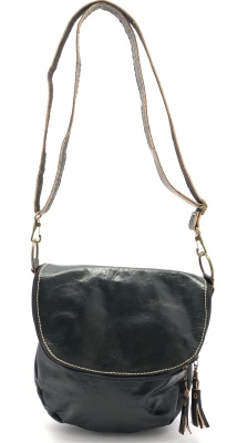 Dámská kožená kabelka půlkruh černá