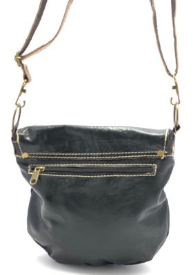 Dámská kožená kabelka půlkruh černá