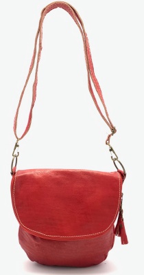 Dámská kožená kabelka půlkruh červená 
