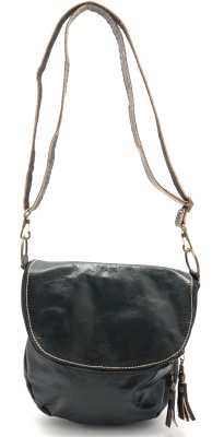 Dámská kožená kabelka půlkruh velký černá 