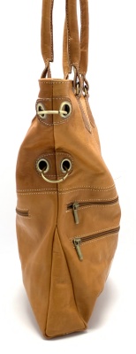 Dámská kožená kabelka kroužky přírodní