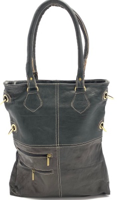 Dámská kožená kabelka kroužky černá