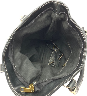 Dámská kožená kabelka kroužky černá