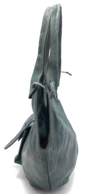 Dámská kožená kabelka ve stylu Hobo modrá 