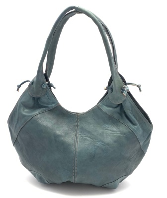 Dámská kožená kabelka ve stylu Hobo modrá 