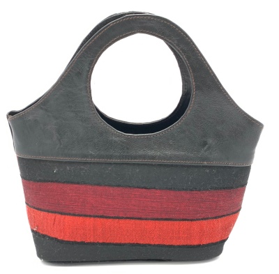 Dámská kožená kabelka oblouk se šátkem červeno-černá MagBag