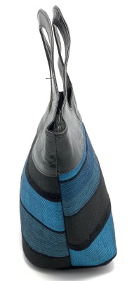 Dámská kožená kabelka oblouk se šátkem černo-tyrkysová MagBag