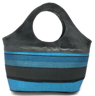 Dámská kožená kabelka oblouk se šátkem černo-tyrkysová MagBag