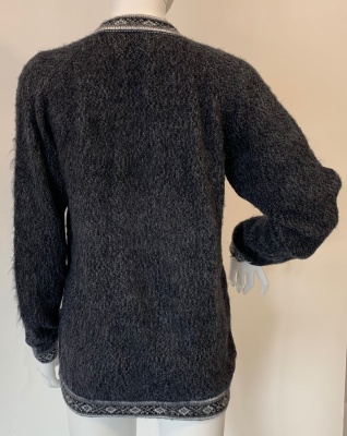 Dámský svetr z alpaky na zip tmavě šedý