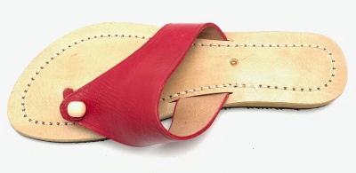 Dámské kožené pantofle s korálkem červené MagBag