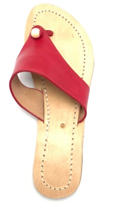 Dámské kožené pantofle s korálkem červené MagBag