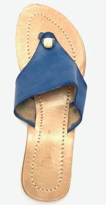 Dámské kožené pantofle s korálkem modré MagBag