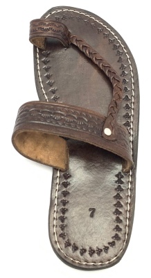 Dámské kožené pantofle propletený pásek hnědé MagBag