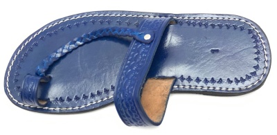 Dámské kožené pantofle propletený pásek modré MagBag