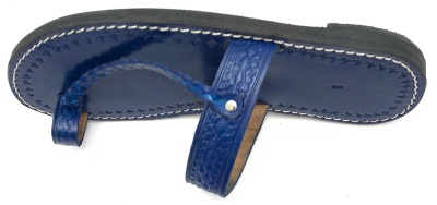 Dámské kožené pantofle propletený pásek modré MagBag